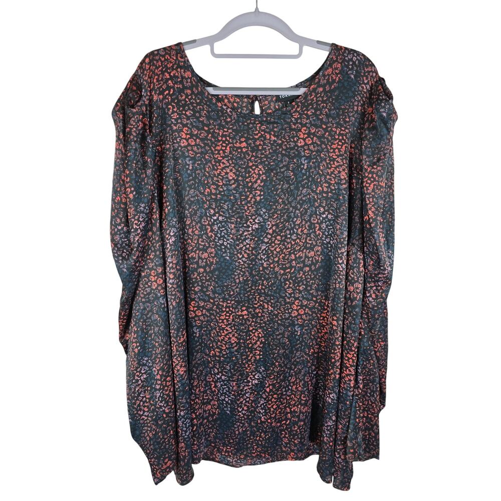 Torrid Satin Mock Neck Key Hole Back Puff Long Sleeve Blouse 4 - 4X NWT